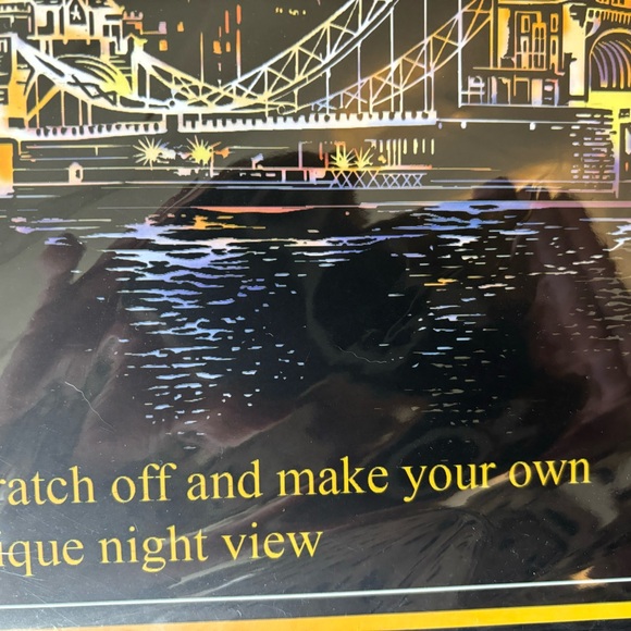 YUELU 'SCRATCH ART' Painting - Colorful City Lot Tower Bridge London - Picture 3 of 6